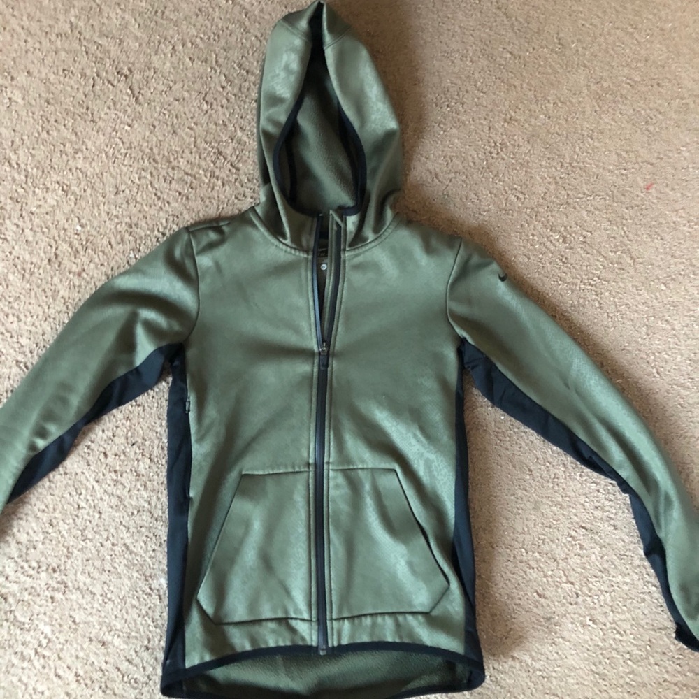 NIKE OLIVE GREEN & BLACK HOODED ZIP-UP